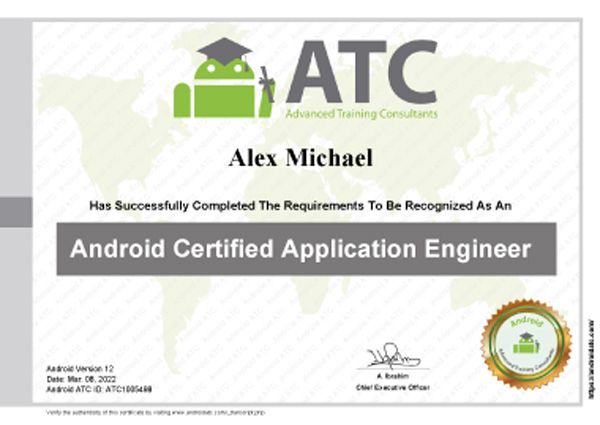 Android-certified-application-engineer-certificate گواهینامه